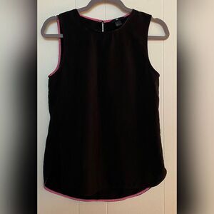 H&M Top Women’s 6 Black Silky Sleeveless Pink Trim Tank